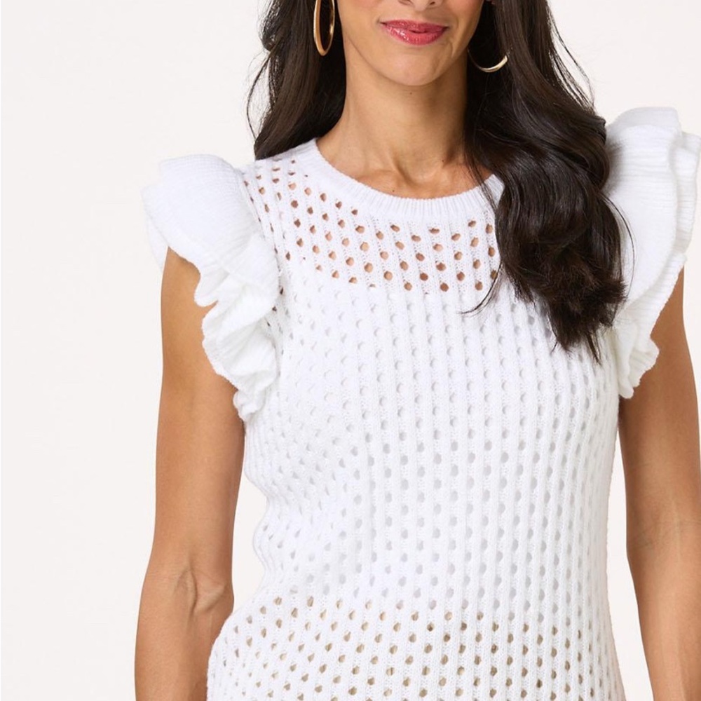 White Ruffle Sleeve Women's Top
